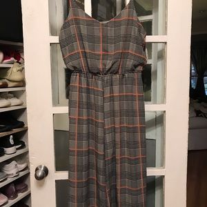 Plaid Ankle Romper Wide Leg